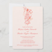 Invitation Deux inséparables  volière corail mariage (Dos)