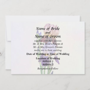 Invitation Deux iris barbus Un marron Un violet
