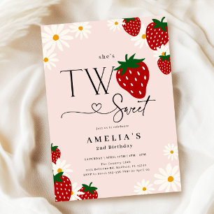 Invitation Deux jolies fraises 2ème anniversaire