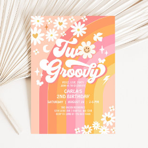 Invitation Deux joyeux anniversaire Daisy Hippie Anniversaire