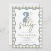 Invitation DEUX Joyeux Fou bleu et vert 2e Anniversaire (Devant)