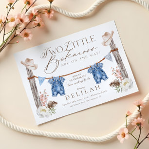 Invitation Deux jumeaux Buckaroos sont sur le chemin Baby sho