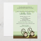 Invitation Deux jumeaux Silly Monkeys Boys Baby shower 5x7 (Devant / Derrière)