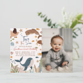 Invitation Deux la fête d'anniversaire de 2 ans de tortue req (Debout devant)