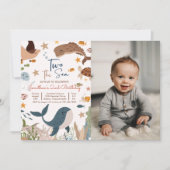 Invitation Deux la fête d'anniversaire de 2 ans Tortue Requin (Devant)