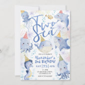 Invitation Deux La Fête de la mer Animaux Boy Ocean Invitatio (Devant)