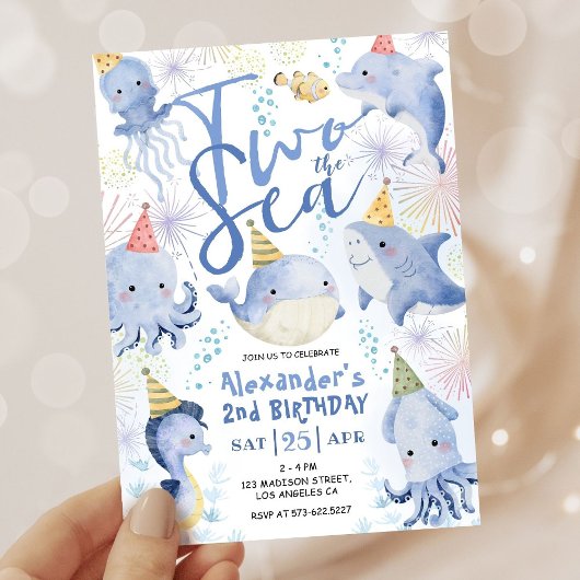 Invitation Deux La Fête de la mer Animaux Boy Ocean Invitatio