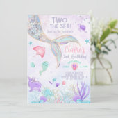 Invitation Deux la fille de la mer 2e anniversaire sirène inv (Debout devant)
