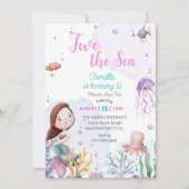 Invitation Deux La Fille de sirène de mer 2e fête d'anniversa (Devant)