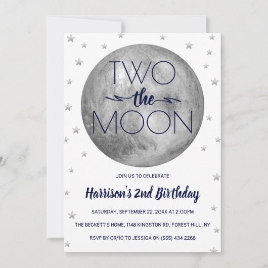 Invitation Deux La Lune 2e Anniversaire (Devant)