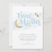 Invitation Deux La Lune 2e anniversaire Boy Blue Gold (Devant)