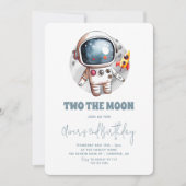 Invitation Deux la Lune 2e Anniversaire Boy Space (Devant)
