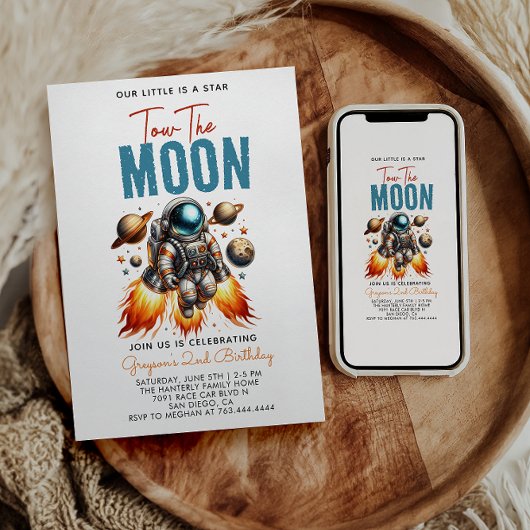 Invitation Deux la Lune 2e Anniversaire de l'espace