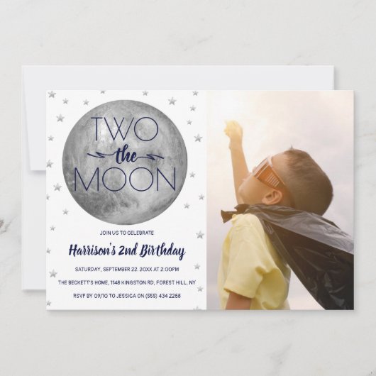 Invitation Deux La Lune 2e photo d'anniversaire (Devant)