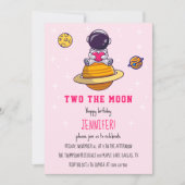 Invitation Deux La Lune Anniversaire Fête Deux Ans Filles Mod (Devant)