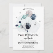 Invitation Deux La Lune Astronaut Space Boy 2e anniversaire (Devant)