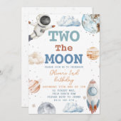 Invitation Deux la Lune Boy Space 2e anniversaire (Devant / Derrière)