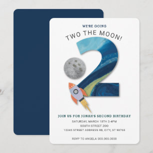 Invitation DEUX la lune deuxième anniversaire