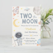 Invitation Deux La Lune Espace Bleu 2ème fête d'anniversaire (Debout devant)