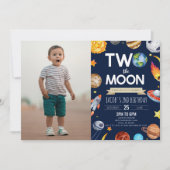 Invitation Deux La Lune Espace Bleu 2ème fête d'anniversaire (Devant)