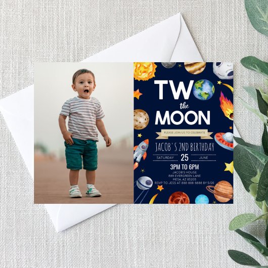 Invitation Deux La Lune Espace Bleu 2ème fête d'anniversaire