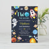 Invitation Deux La Lune Espace Bleu 2ème fête d'anniversaire (Debout devant)