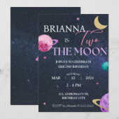 Invitation Deux la lune fille spatiale 2e Galaxie Anniversair (Devant / Derrière)