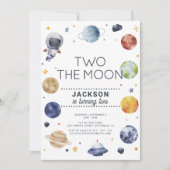 Invitation Deux la Lune Galaxy moderne 2e anniversaire (Devant)