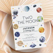 Invitation Deux la Lune Galaxy moderne 2e anniversaire