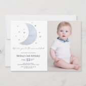 Invitation Deux La Lune Genre Neutre 2e fête d'anniversaire (Devant)