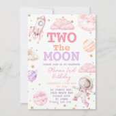 Invitation Deux la Lune Girl Space 2e anniversaire (Devant)
