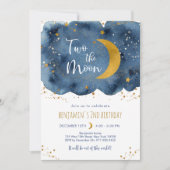 Invitation Deux la Lune Marine Gold Galaxy Anniversaire (Devant)