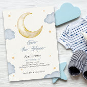 Invitation Deux la lune Modern Night ciel 2e anniversaire gar