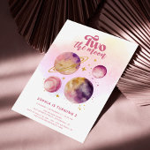 Invitation Deux la lune rose fille 2e anniversaire