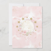 Invitation Deux la lune rose or florale 2e anniversaire fille (Dos)