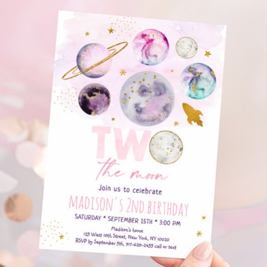 Invitation Deux La Lune rose or l'espace extra-atmosphérique
