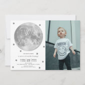 Invitation Deux la Lune White Lver Boy Photo 2e anniversaire (Devant)