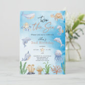 Invitation Deux la mer, aquarelle sous la mer 2e anniversaire (Debout devant)