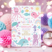 Invitation Deux La Mer Cute Sea Créatures 2e fête d'anniversa