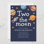 Invitation Deux la Moon Boy's Blue Second Birthday Party (Devant)