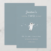 Invitation Deux La Moon Space Party 2e anniversaire Invitatio (Devant / Derrière)