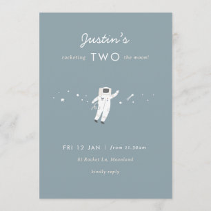 Invitation Deux La Moon Space Party 2e anniversaire Invitatio