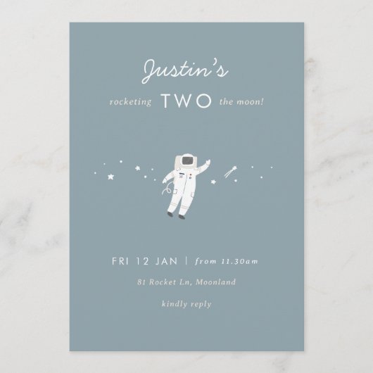 Invitation Deux La Moon Space Party 2e anniversaire Invitatio (Devant)