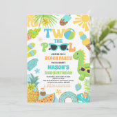 Invitation Deux La Piscine Été 2 Anniversaire Pool Party (Debout devant)