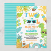 Invitation Deux La Piscine Été 2 Anniversaire Pool Party (Devant / Derrière)