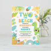 Invitation Deux La Plage Été 2 Anniversaire Plage Party (Debout devant)