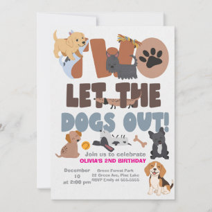 Invitation Deux laissez les chiens sortir Anniversaire