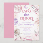 Invitation Deux l'anniversaire de la fille de la Lune (Devant / Derrière)