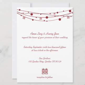 Invitation Deux lanternes de bonheur Mariage chinois invite