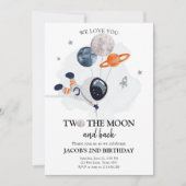 Invitation Deux L'astronaute de la lune Space Boy 2e Annivers (Devant)